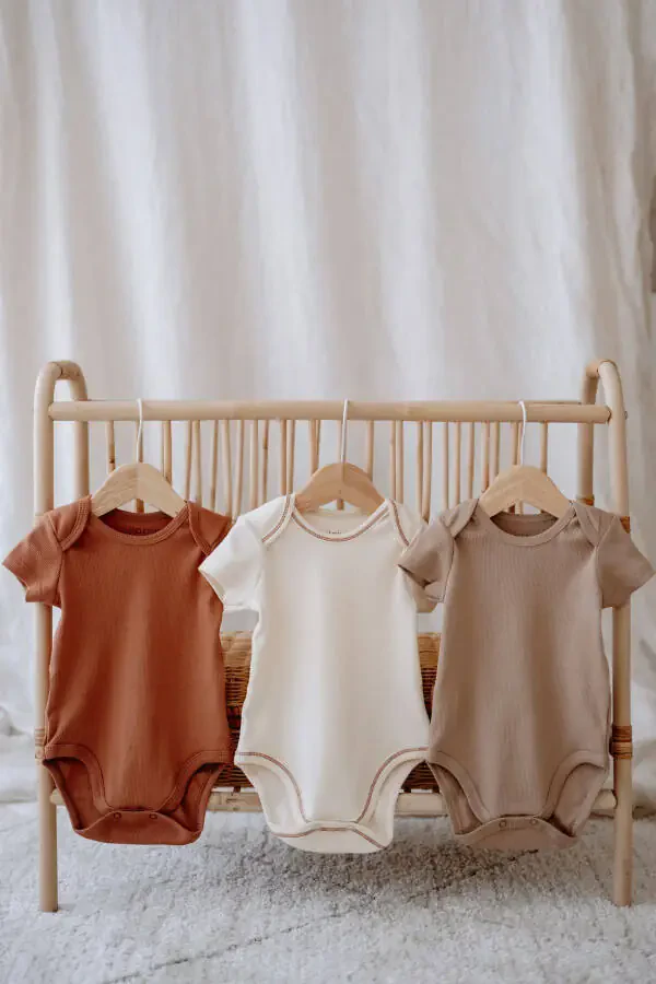 3-Piece Cotton Ribbed Short Sleeve Bodysuit Set Stone/Ecru/Terracotta - 5