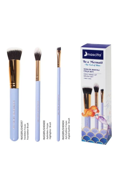 3 Piece Daily Makeup Brush Set - NASCITA