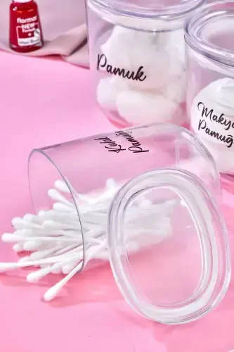 3-Piece Droplet Model Cotton Swab & Cotton & Makeup Cotton Storage Box 400 Ml Cotton Box - 4