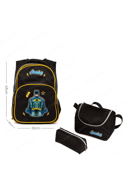 3-Piece Elementary School Thermal Lunch Bag and Pencil Case Backpack - 1