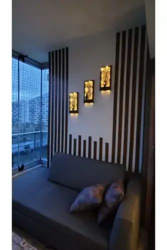 3-Piece Fairy LED Solid Wood Painting Home Gift Hallway Entrance Night Lamp 36x18 Wall Decor Batteries Not Included - 3