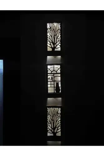 3-Piece Fairy LED Solid Wood Painting Home Gift Hallway Entrance Night Lamp 36x18 Wall Decor Batteries Not Included - 4