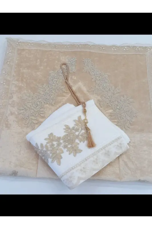 3 Piece Gift Dowry Prayer Rug Set-mink - 2