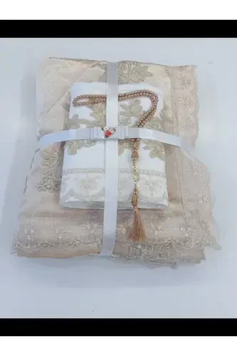 3 Piece Gift Dowry Prayer Rug Set-mink - 1