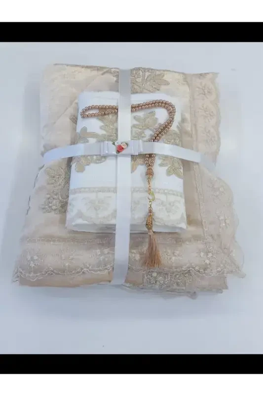 3 Piece Gift Dowry Prayer Rug Set-mink - 1