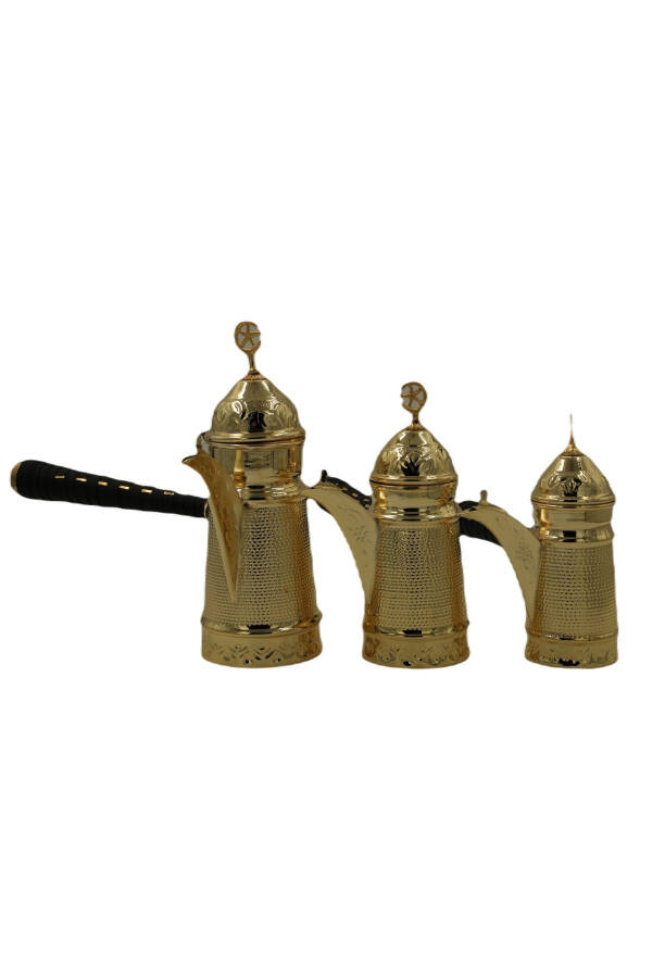 3-Piece Hammered Yellow Copper Mirra Coffee Pot Set - 10