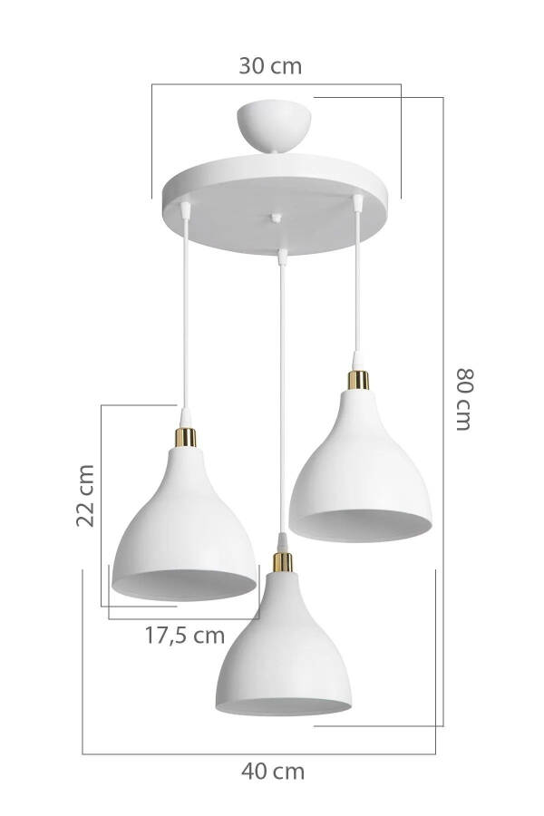 3-Piece Hanging White Pendant Chandelier Bedroom Living Room Kitchen Corridor Lamp - 4