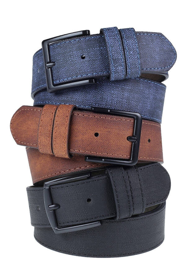 3 Piece Men's Belt Suitable for Jeans and Canvas - 1