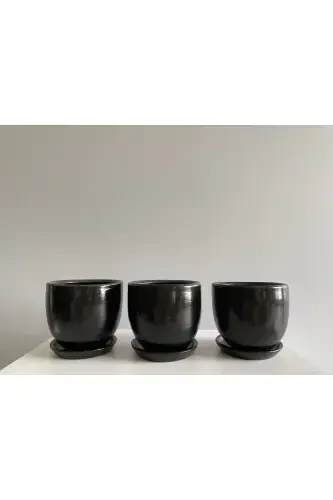 3-Piece Mini Pot Set 10cmx12cm Black Color-Black - ODKA (1)