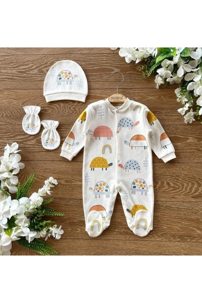 3-Piece Newborn Hospital Outfit Set with Mittens and Hat - PATSAN