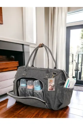 3-Piece Newborn Set (10 PIECE 100% COTTON HOSPITAL OUTFIT, BABY CARE SHOULDER BAG AND BACKPACK)-GRAY - 6