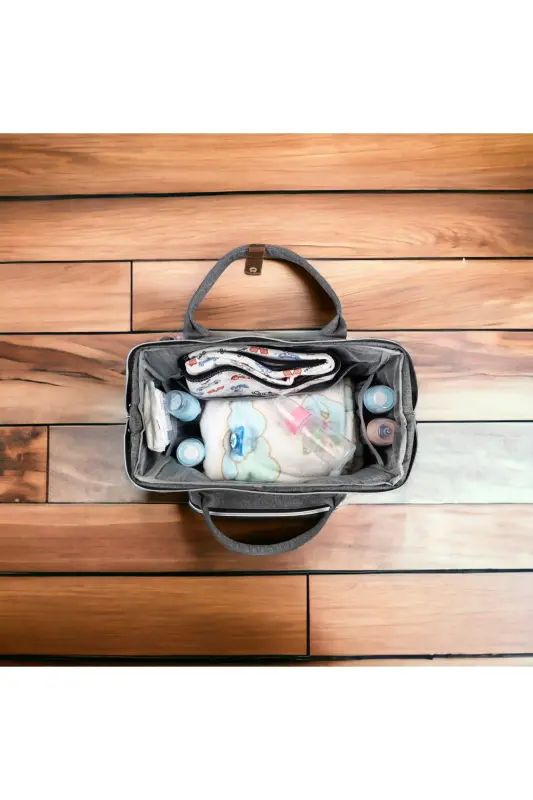 3-Piece Newborn Set (10 PIECE 100% COTTON HOSPITAL OUTFIT, BABY CARE SHOULDER BAG AND BACKPACK)-GRAY - 7