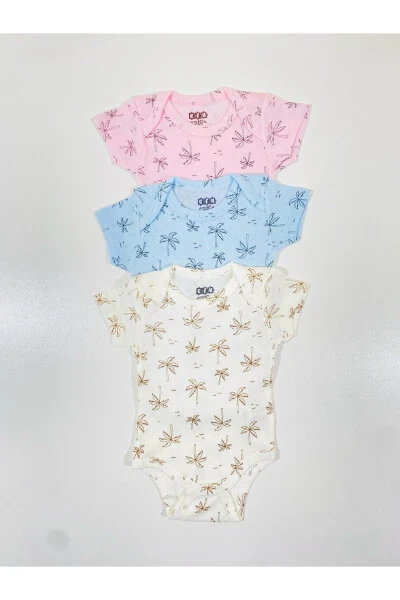 3-Piece Palm Tree Jacquard Baby Bodysuit - EFU BABY (1)