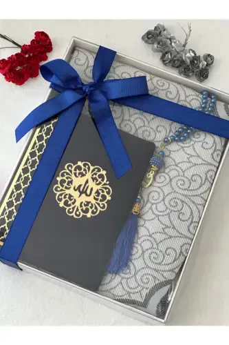 3 Piece Prayer Rug Set - Blue - 1