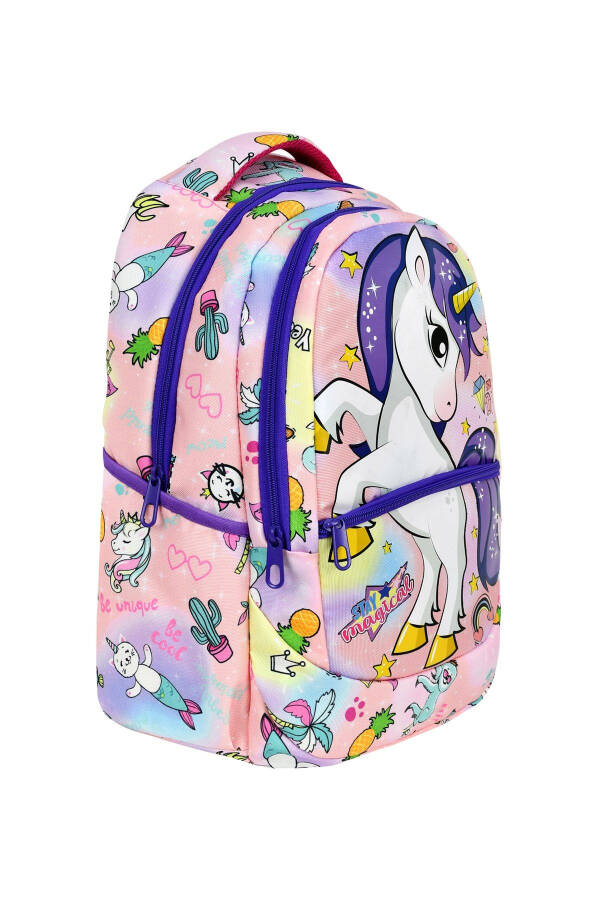 3-Piece Primary School Unicorn Patterned, Girls' Lunchbox and Pencil Case School Bag - 2