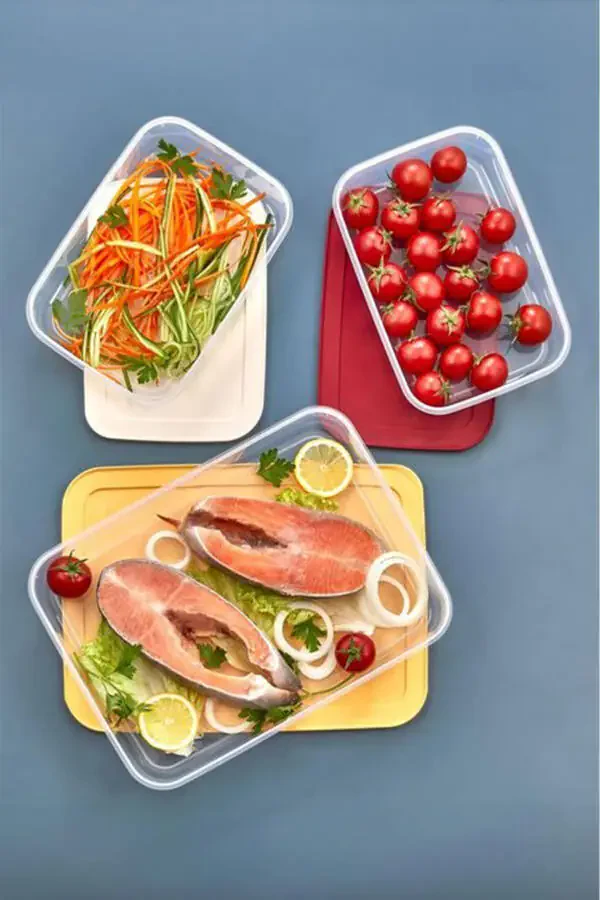 3-Piece Refrigerator Organizer Microwave, Freezer and Deep Freeze Compatible Storage Container - 3 X 2600 ml - 9