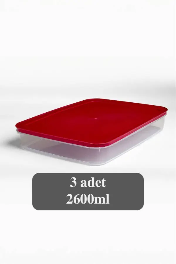 3-Piece Refrigerator Organizer Microwave, Freezer and Deep Freeze Compatible Storage Container - 3 X 2600 ml - 2