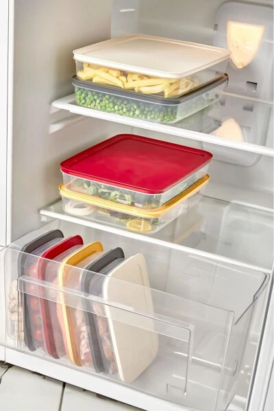 3-Piece Refrigerator Organizer Microwave, Freezer and Deep Freeze Compatible Storage Container - 3 X 2600 ml - 4