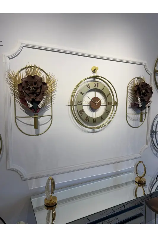 3-Piece Romera Classic Exclusive, Modern Decorative Metal 3-Piece Wall Clock - 5