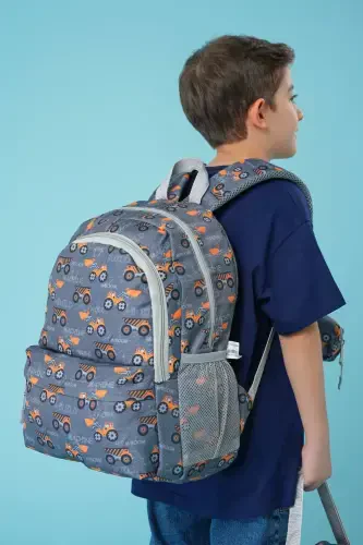 3-Piece School Backpack Set Grey Truck - CAMBRIDGE POLO CLUB (1)