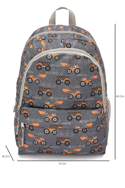 3-Piece School Backpack Set Grey Truck - 4