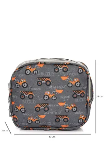 3-Piece School Backpack Set Grey Truck - 7