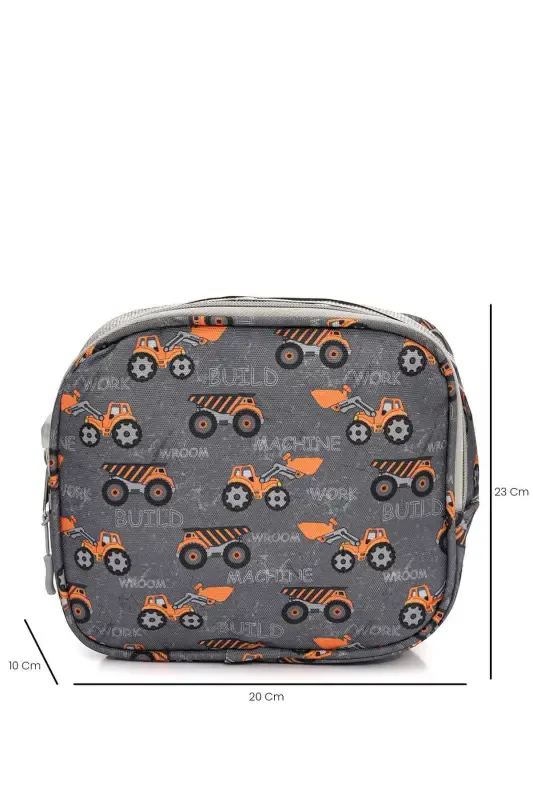 3-Piece School Backpack Set Grey Truck - 7