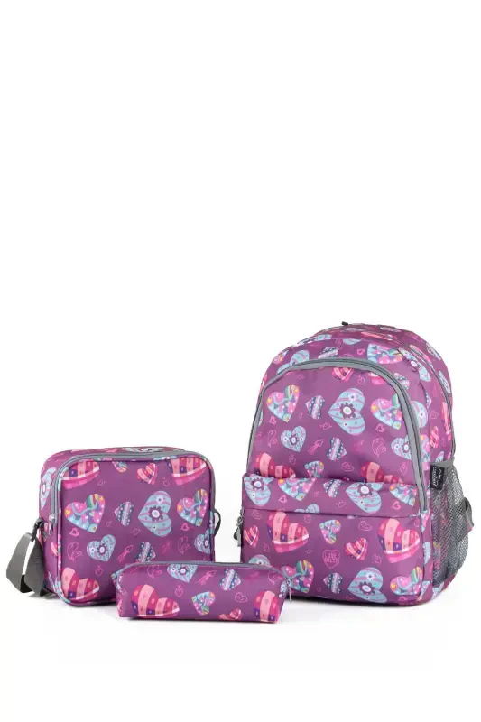 3-Piece School Bag Set Purple Heart /plcan2079.354-Purple Heart - 1