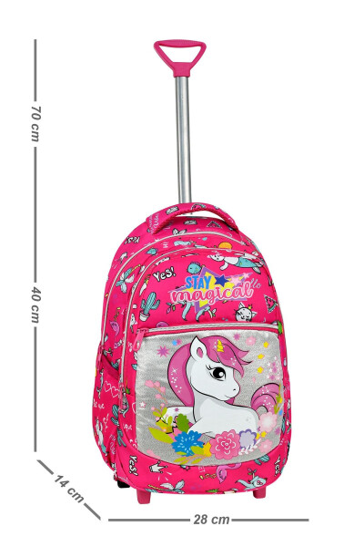 3-Piece School Set with Rolling Backpack, Unicorn Patterned Primary School Bag Lunch Bag Pencil Case - 4