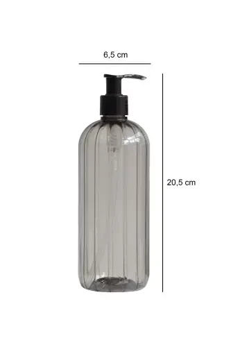 3-Piece Smoked Soap Dispenser Set 500ml Liquid Soap Dish Soap Bleach Labeled Plastic Bottle-SMOKE - 5
