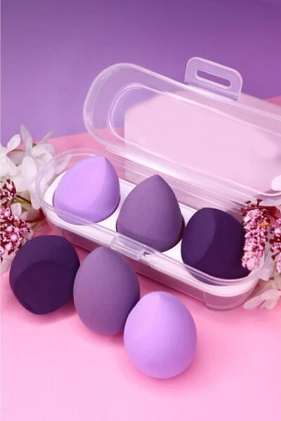 3-Piece Stand Makeup Sponge Set Purple - MUJGAN