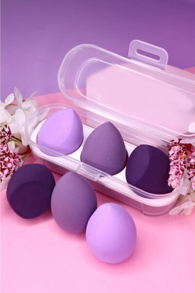 3-Piece Stand Makeup Sponge Set Purple - 1