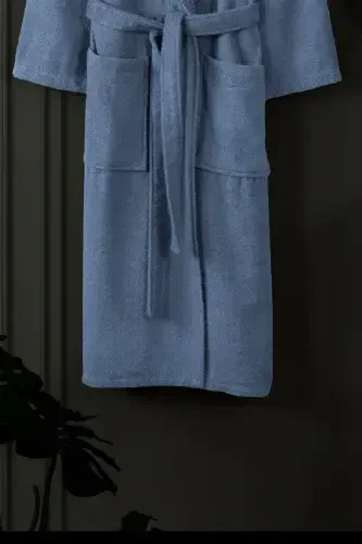3-Piece Towel Bathrobe Set 100% Cotton | Quality Bathrobe Set | Softness and Absorbency-Indigo - 3