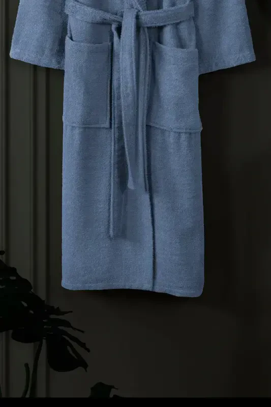 3-Piece Towel Bathrobe Set 100% Cotton | Quality Bathrobe Set | Softness and Absorbency-Indigo - 3