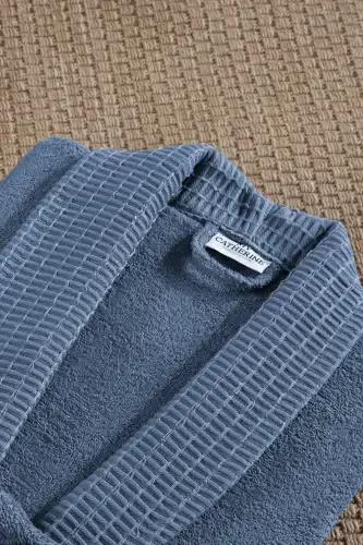 3-Piece Towel Bathrobe Set 100% Cotton | Quality Bathrobe Set | Softness and Absorbency-Indigo - 6
