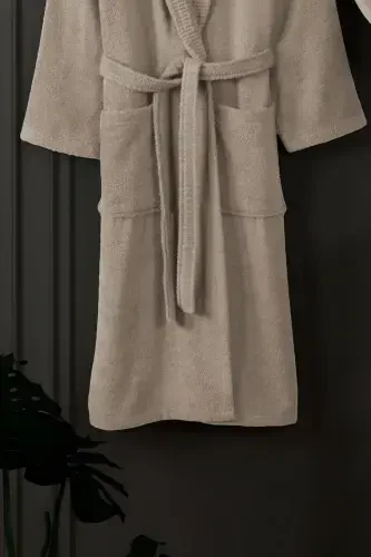 3-Piece Towel Bathrobe Set 100% Cotton | Quality Bathrobe Set | Softness and Absorbency-Stone - 3