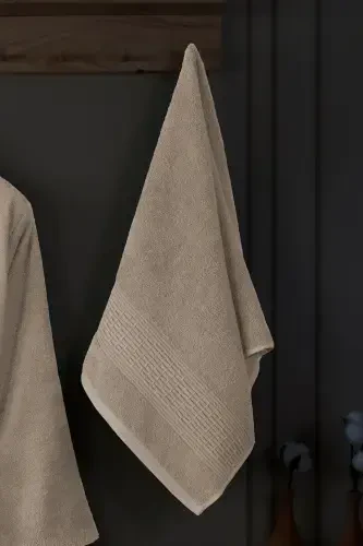 3-Piece Towel Bathrobe Set 100% Cotton | Quality Bathrobe Set | Softness and Absorbency-Stone - 4