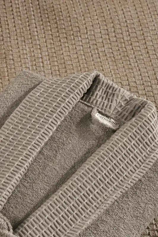 3-Piece Towel Bathrobe Set 100% Cotton | Quality Bathrobe Set | Softness and Absorbency-Stone - 6