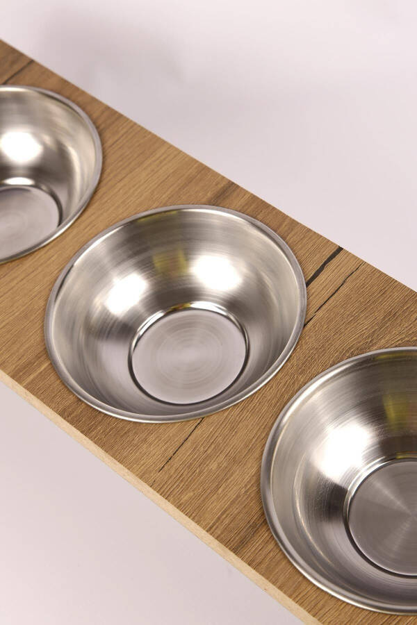 3-Piece Wooden Cat Dog Food Water Bowl Stand Metal Water Bottle Food Dish Stainless Steel Bowl Pet - 7