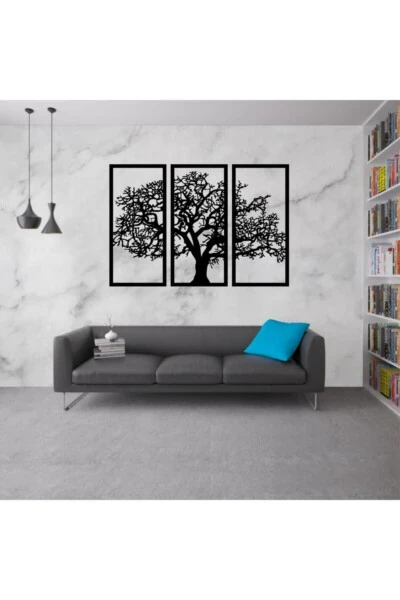3 Piece Wooden Decorative Tree Wall Art 58x85cm Ads5116 - GENEL MARKALAR
