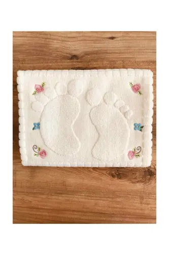 3 Pieces Cream Embroidered Foot Towel 100% Cotton Size: 50x70 - CREAM - AYHANHOME (1)