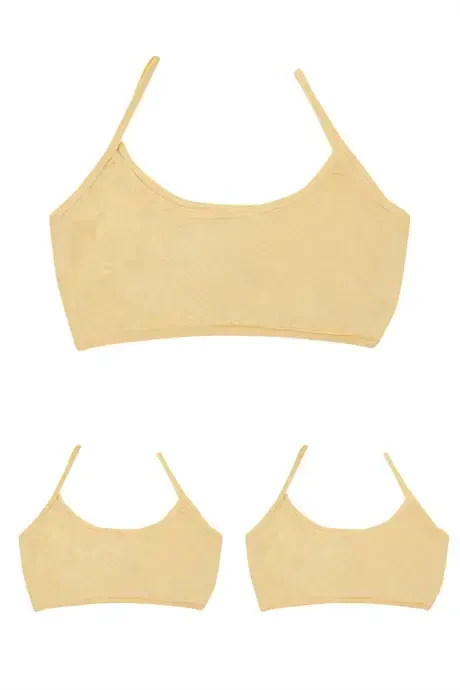 3 Pieces Nude Girl's Half-Athletes Padless Cotton Young Girl Training Bra - BÜYÜKBEDENIZ