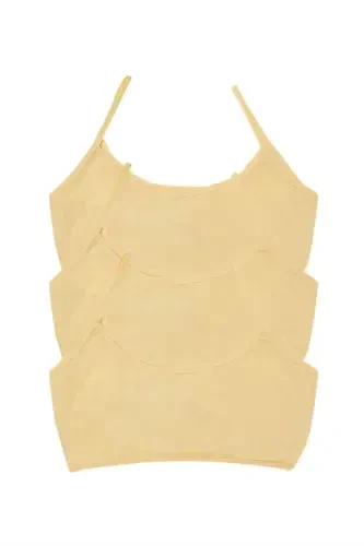 3 Pieces Nude Girl's Half-Athletes Padless Cotton Young Girl Training Bra - BÜYÜKBEDENIZ (1)