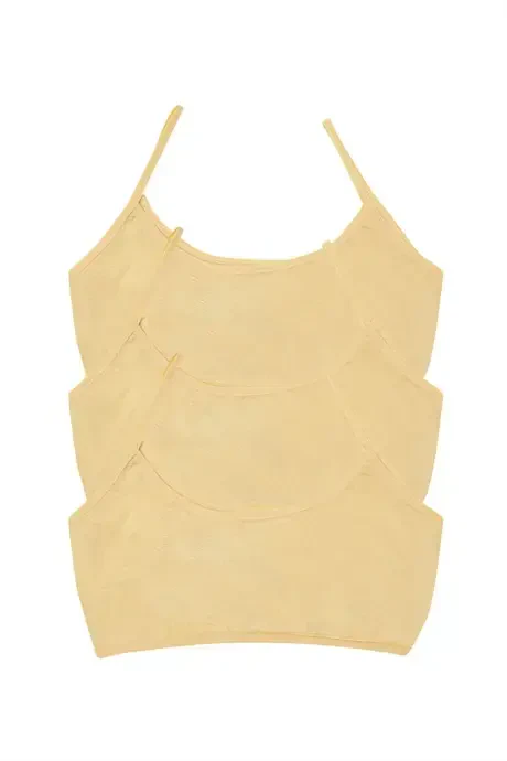 3 Pieces Nude Girl's Half-Athletes Padless Cotton Young Girl Training Bra - 2