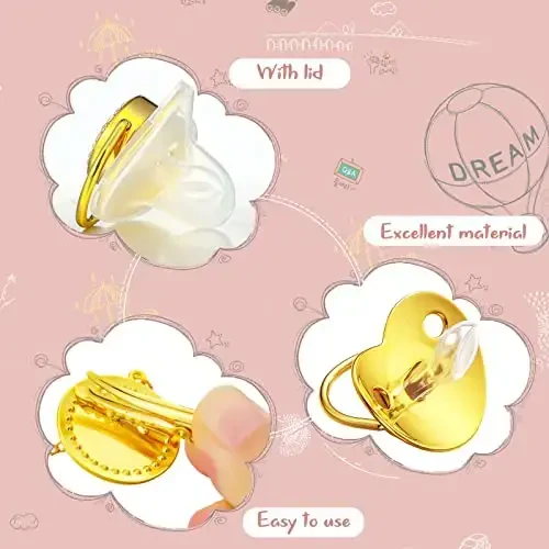 3 Pieces Sublimation Pacifier Set Name Custom Baby Bling Pacifier Clip Glitter Personalized Artificial Crystal Decoration for Girl Boys Baby with Blanks - 3