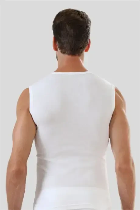 3 Pieces White Sleeveless Men's Athletic Tank Top V Neck Zero Arm T-Shirt 100% Cotton - 5