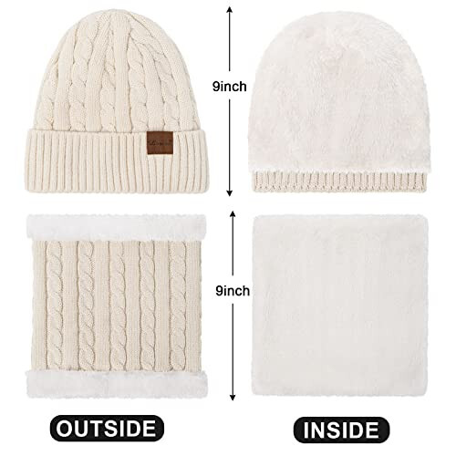 3 Pieces Winter Beanie Hat Scarf Touch Screen Gloves Set Thick Warm Knit Skull Cap Fleece Lined Scarves Gifts for Women - 26