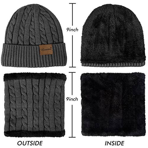 3 Pieces Winter Beanie Hat Scarf Touch Screen Gloves Set Thick Warm Knit Skull Cap Fleece Lined Scarves Gifts for Women - 20