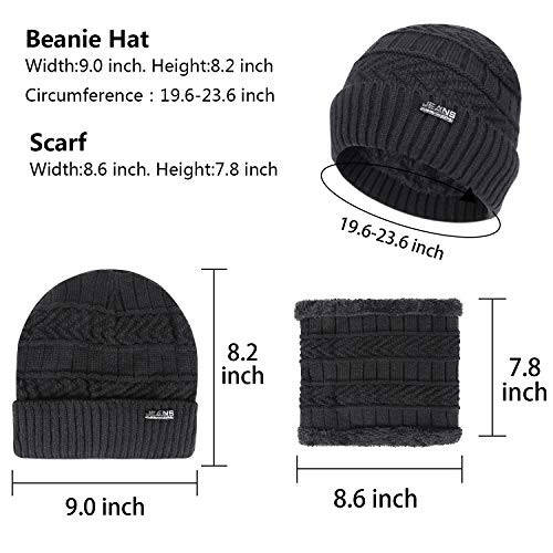 3-Pieces Winter Beanie Hats, Scarf and Touch Screen Gloves Set for Men and Women, Warm Knit Cap Set - 4