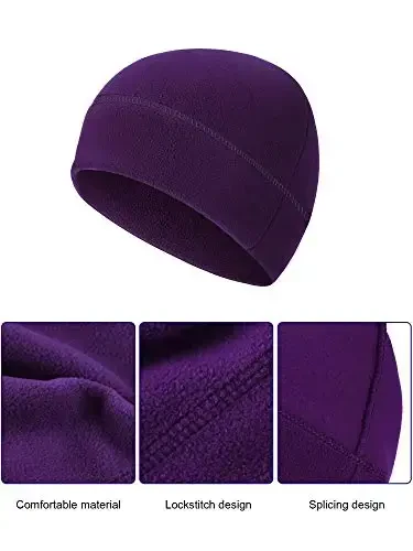 3 Pieces Winter Warm Skull Cap Soft Fleece Beanie Hat Thick Windproof Watch Cap Skiing Outdoor Warm Colored for Men Women - 4